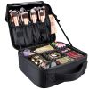 Travel cosmetic bag, women's portable cosmetic case, professional cosmetic storage box with adjustable dividers, can store makeup brushes, toiletries